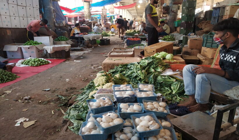 Vegetables being sold at Delhi's Azadpur Sabzi Mandi on Oct 12, 2020. Even as the festive season of Navratri is around the corne