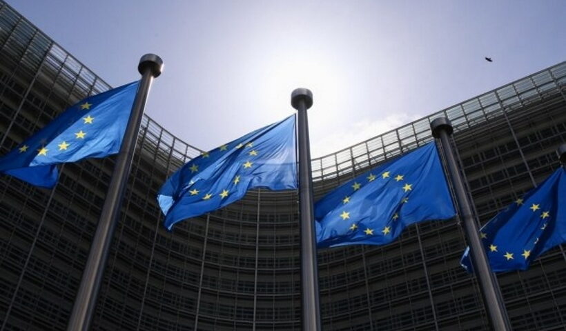 Brussels: Flags of the European Union fly outside the EU headquarters in Brussels, Belgium,