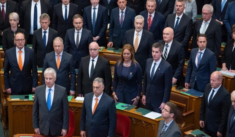 Hungarian Prime Minister Viktor Orban (2nd L, front) and Deputy Prime Minister Zsolt Semjen