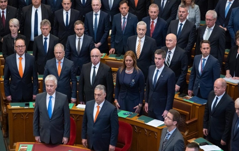 Hungarian Prime Minister Viktor Orban (2nd L, front) and Deputy Prime Minister Zsolt Semjen