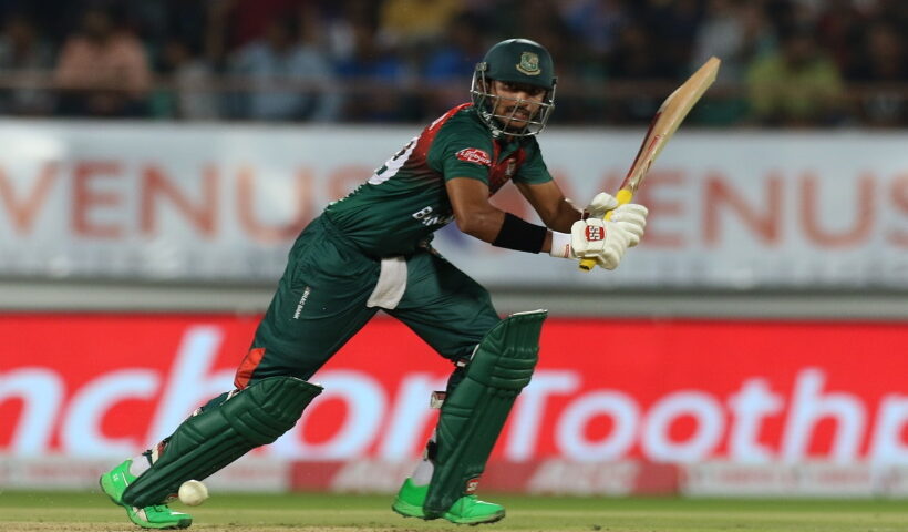 Rajkot: Bangladesh's Soumya Sarkar in action during the 2nd T20I