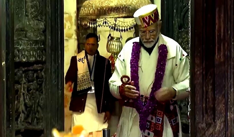 PM Modi offers prayers at Kedarnath temple.
