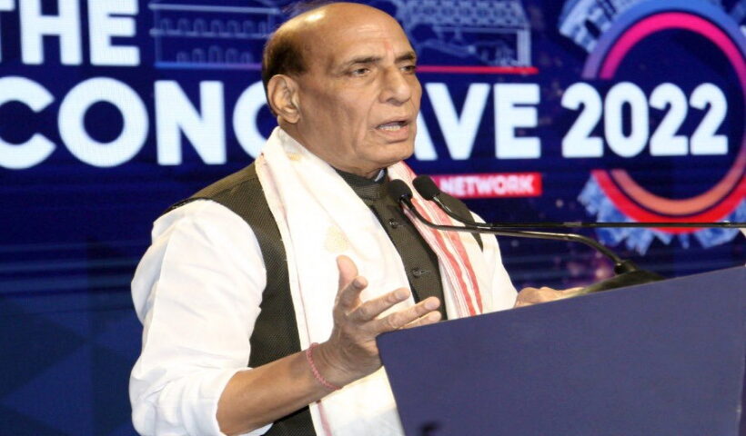 New Delhi: Defence Minister Rajnath Singh addressing the inaugural session of 'The Conclave-2022' in New Delhi