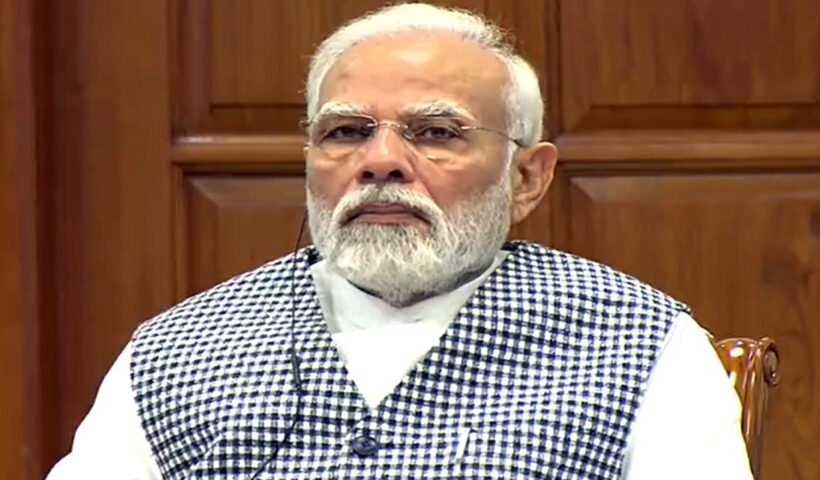 New Delhi: Prime Minister Narendra Modi with Union Ministers Piyush Goyal and Jitendra Singh during Council of Scientific and Industrial Research