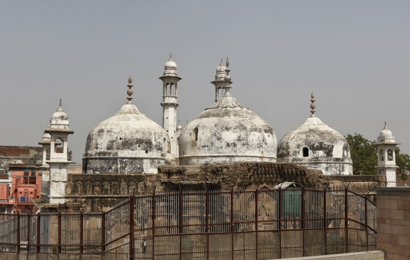 A view of the Gyanvapi Mosque in Varanasi on Thursday, May 19, 2022. Supreme Court ordered that if the 'Shivling' found in the mosque complex, the area should be protected but muslim people should not be stopped from offering Namaz