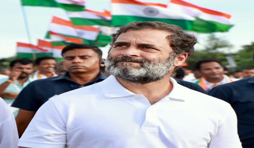 Congress leader Rahul Gandhi during 'Bharat Jodo Yatra', at Bommaganahalli in Chitradurga