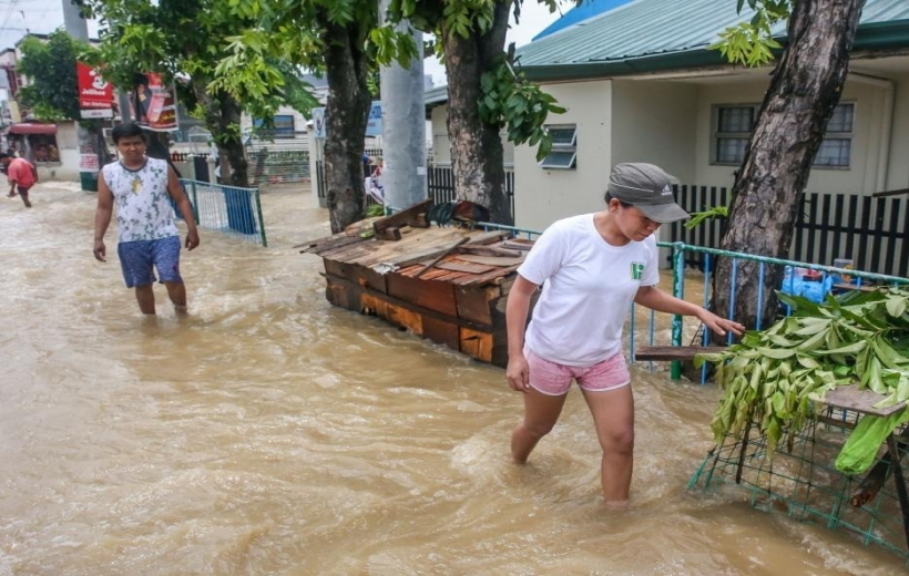 Aerial photo shows flooded area affected by super typhoon Noru in Bulacan Province, the Philippines