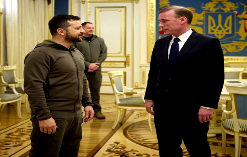 Ukrainian President Volodymyr Zelensky meets U.S. National Security Advisor Jake Sullivan.