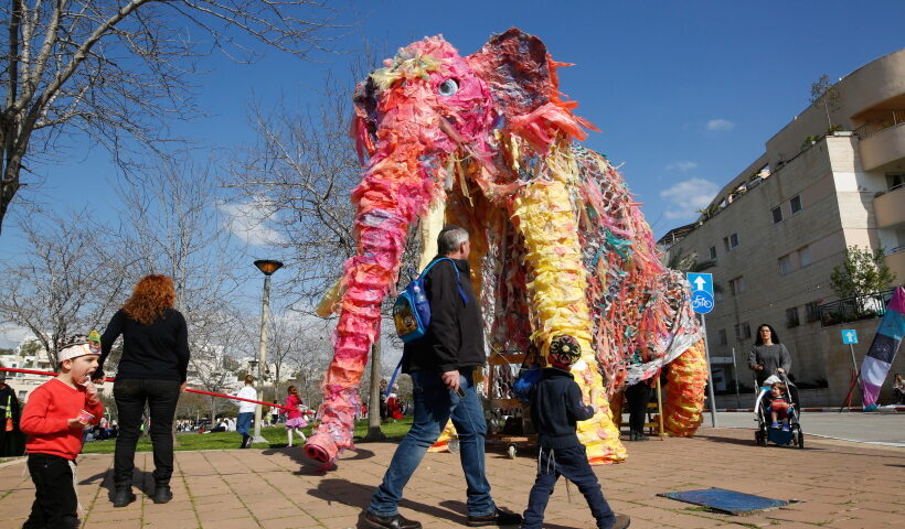 Israelis take part in a parade celebrating the Jewish holiday of Purim near Modi'in, on March 15, 2019. Purim is one of the most joyous and fun holidays on the Jewish calendar. It commemorates a time when the Jewish people living in P