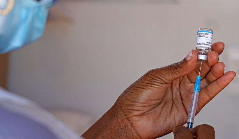 A medical worker prepared a dose of the Chinese COVID-19 vaccine in Windhoek, Namibia,