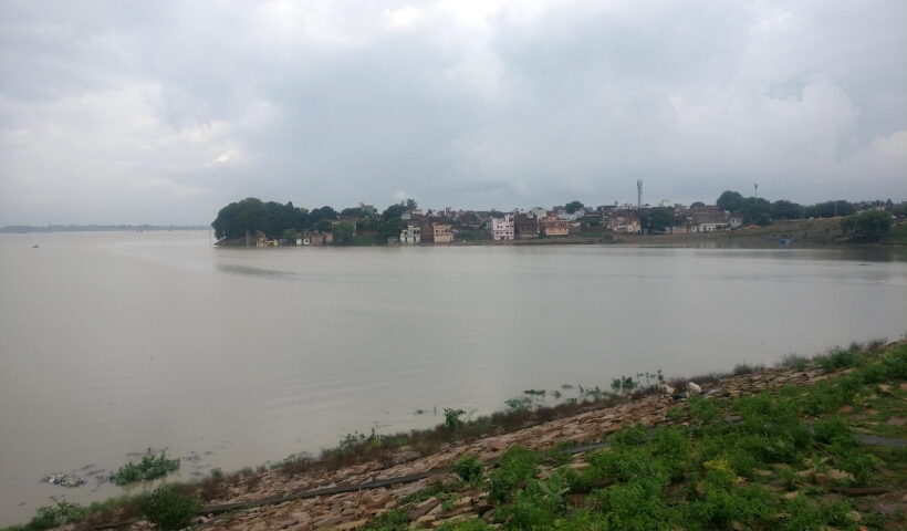 Allahabad: A view of swollen Ganga river in Allahabad