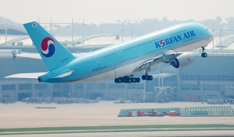 ncheon:A Korean Air A380 superjumbo jet takes off for New York from Incheon International Airport, west of Seoul,