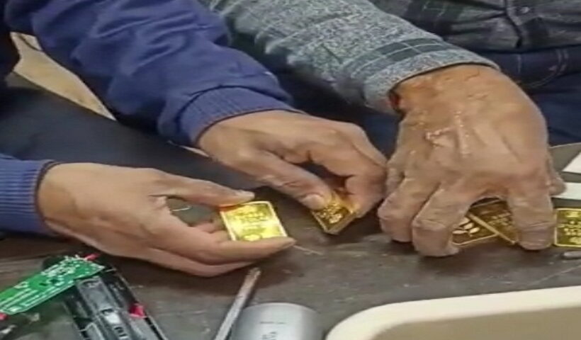 Man held with gold biscuits at Jaipur International Airport.