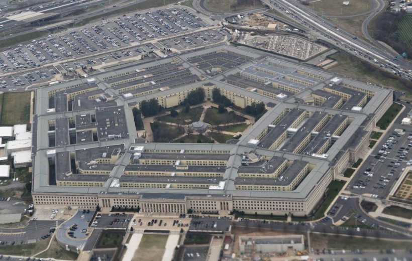 Pentagon seen from an airplane over Washington D.C., the United States.