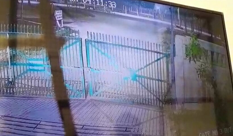 Dominance of bullies, broke the gate of the society by hitting the car.