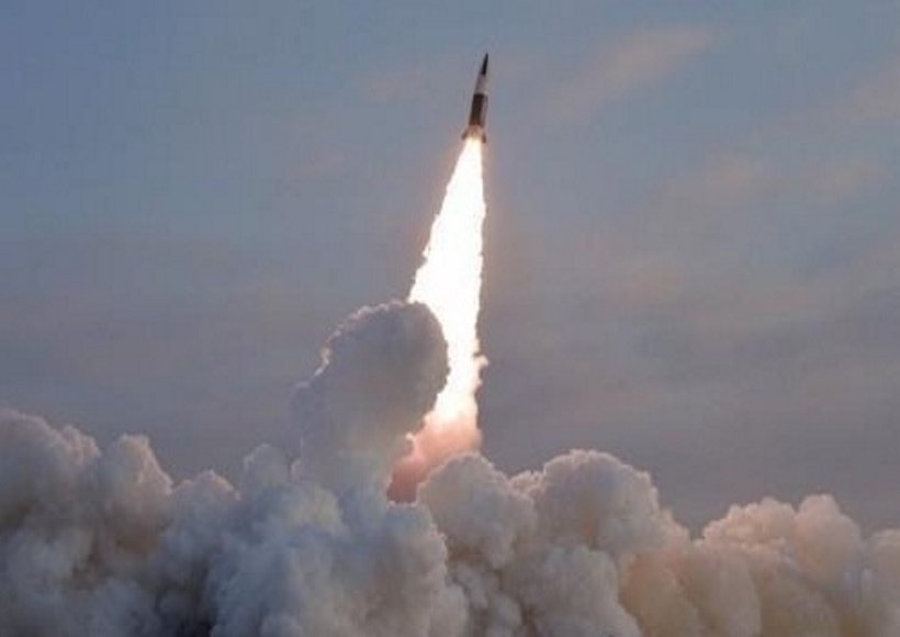 This undated file photo released by the Korean Central News Agency shows a North Korean missile launch