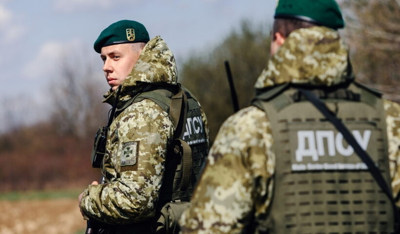 Ukrainian border patrol troops guard the country's border to Hungary on Wednesday. Moscow is warning countries not to supply weapons to Kiev, amid an escalation in the conflict in eastern Ukraine.