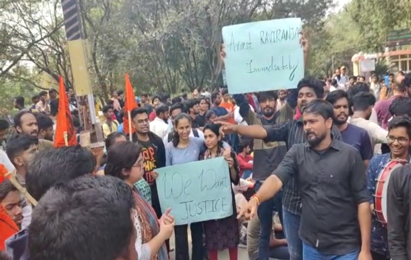 Protests at Hyderabad University after professor attempts to rape foreign student.