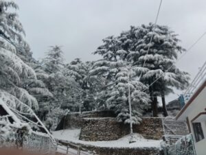 Snowfall in Mussoorie including Kedarnath, Gangotri, weather changed on the mountains, white sheet of snow.