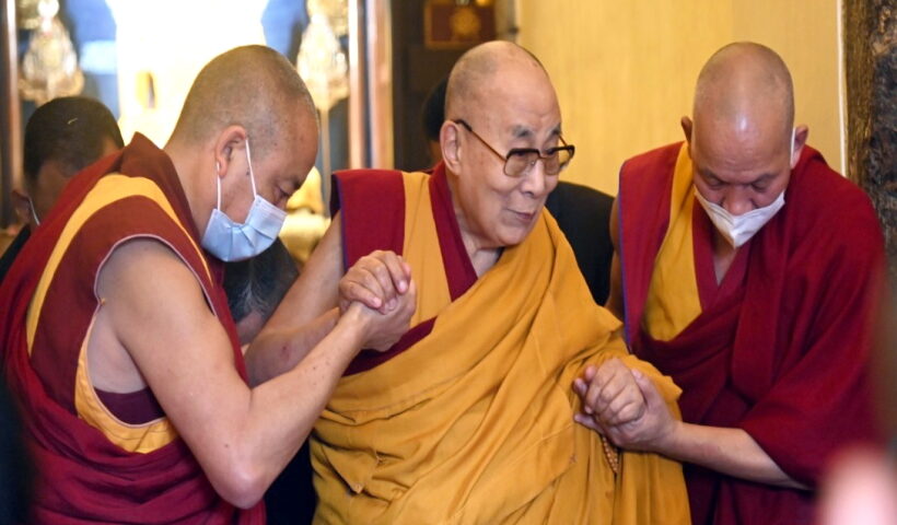 Bodh Gaya: Spiritual leader The Dalai Lama arrives at Mahabodhi temple for the prayers, in Bodh Gaya