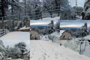 Snowfall in Mussoorie including Kedarnath, Gangotri, weather changed on the mountains, white sheet of snow.