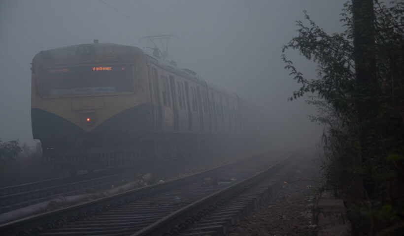 A local train gets delayed due to fog.
