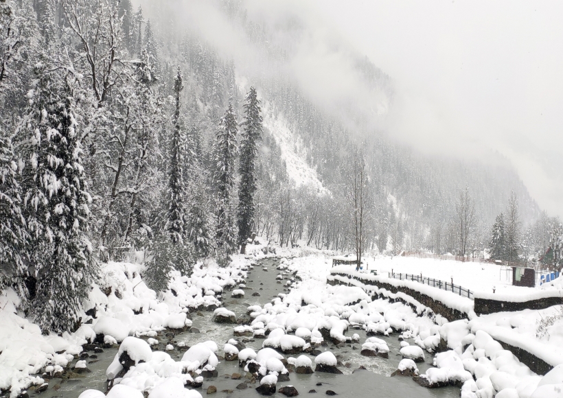 Ganderbal: A view of fresh snowfall received in Sonmarg area in Ganderbal district on