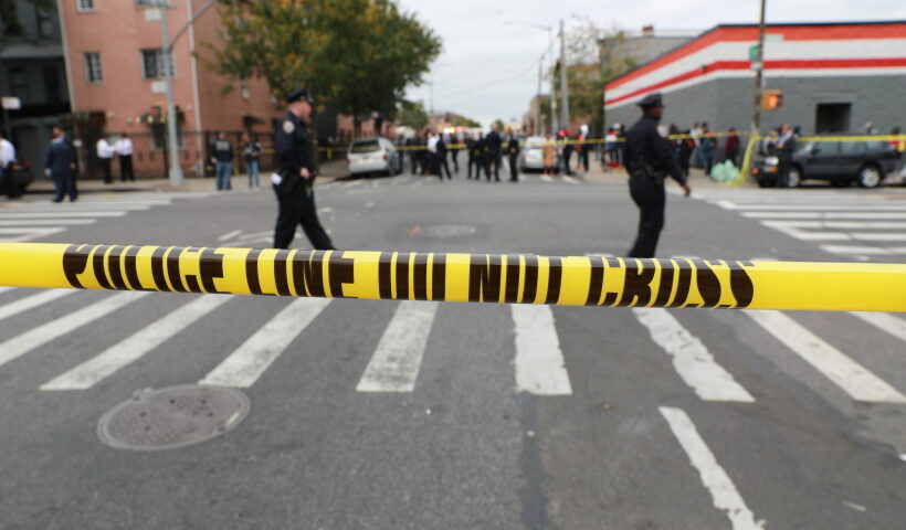 NEW YORK, Oct. 12, 2019 (Xinhua) -- Police cordon off a street near the scene of a shooting in New York, the United States, on Oct. 12, 2019. Four people were killed and three others injured in a shooting in New York's Brooklyn borough on early Saturday