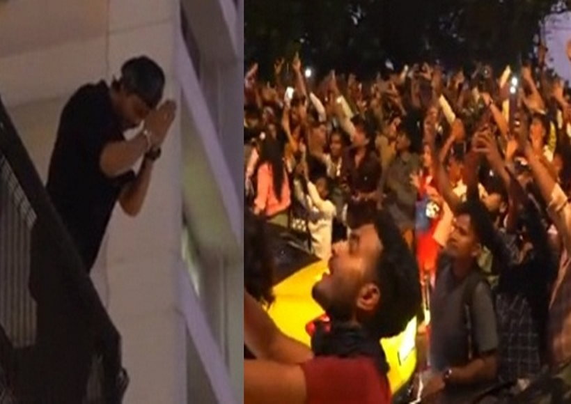 मन्नत के बाहर पहुंची प्रशंसकों की भीड़, शाहरुख खान ने किया अभिवादन