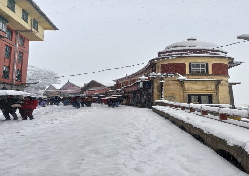 A view of Kufri, near Shimla, after snowfall.
