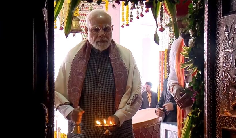 Bhilwara : Prime Minister Narendra Modi offers prayers at Devnarayan Temple in Bhilwara on Saturday,