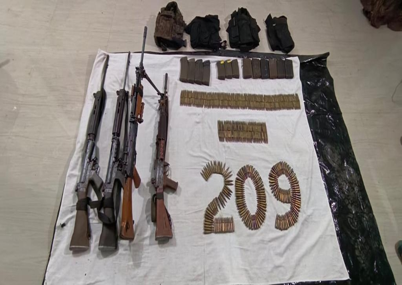 CRPF recovered arms and ammunition of Naxalites in huge quantity.