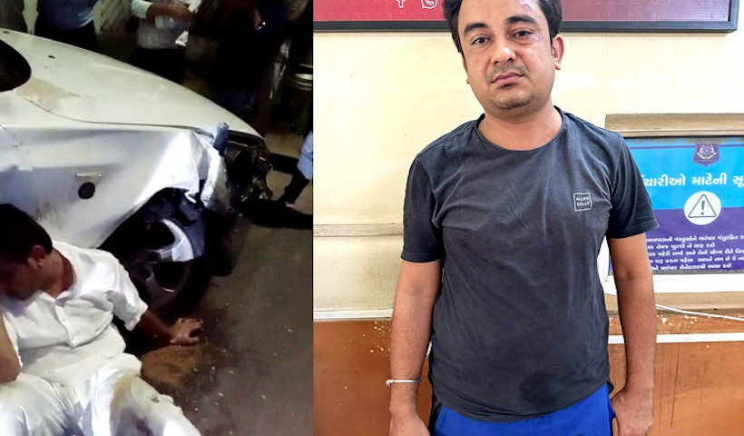Drunk man zigzagging overspeeding BMW on Ahmedabad roads arrested