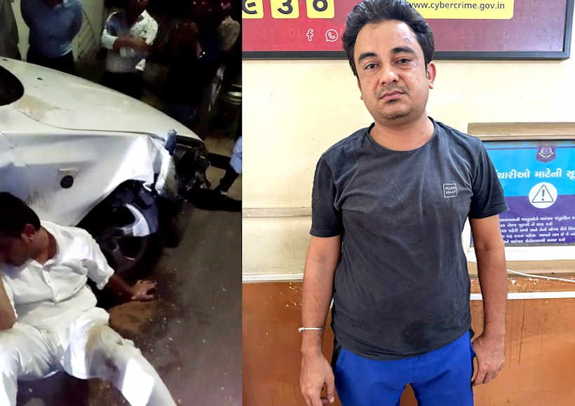 Drunk man zigzagging overspeeding BMW on Ahmedabad roads arrested