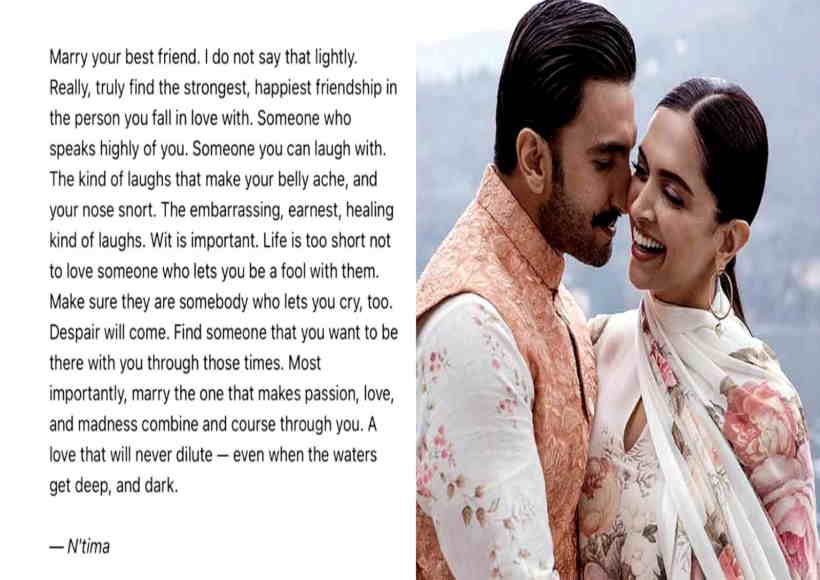 दीपिका पादुकोण ने बताया, 'कैसे इंसान से करनी चाहिए शादी'