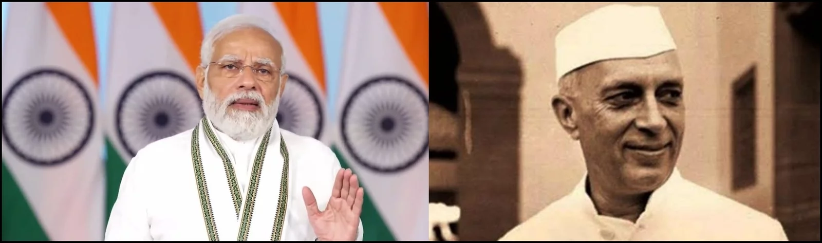 Jawaharlal Nehru and Prime Minister Narendra Modi