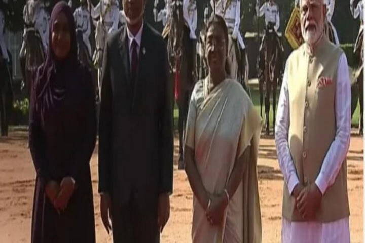 राष्ट्रपति मोहम्मद मुइज्जू,उनकी पत्नी साजिदा मोहम्मद, प्रधानमंत्री नरेंद्र मोदी और राष्ट्रपति द्रौपदी मुर्मू