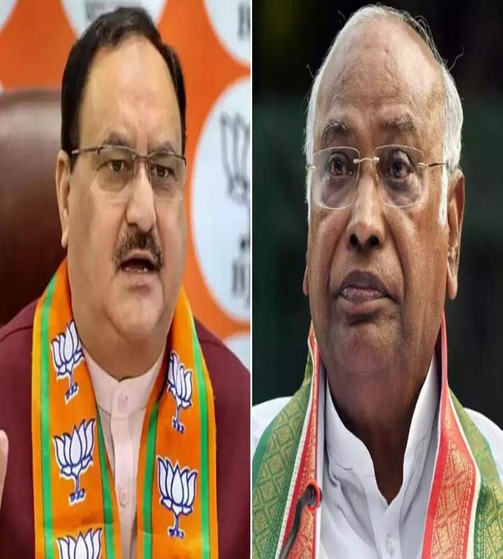 जेपी नड्डा और मल्लिकार्जुन खड़गे (तस्वीर क्रेडिट@vocal_tv)
