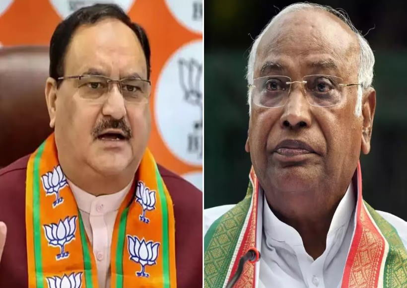 जेपी नड्डा और मल्लिकार्जुन खड़गे (तस्वीर क्रेडिट@vocal_tv)
