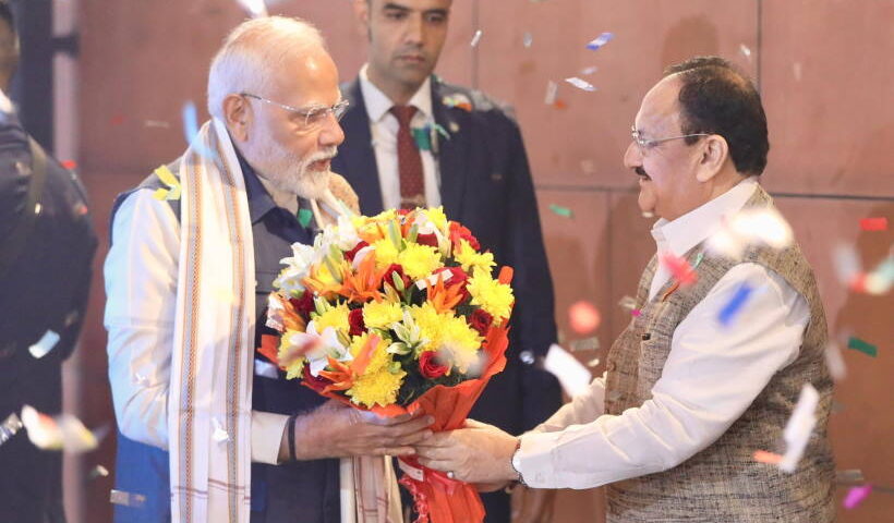 पीएम मोदी और जेपी नड्डा (तस्वीर क्रेडिट@satyaitrc)
