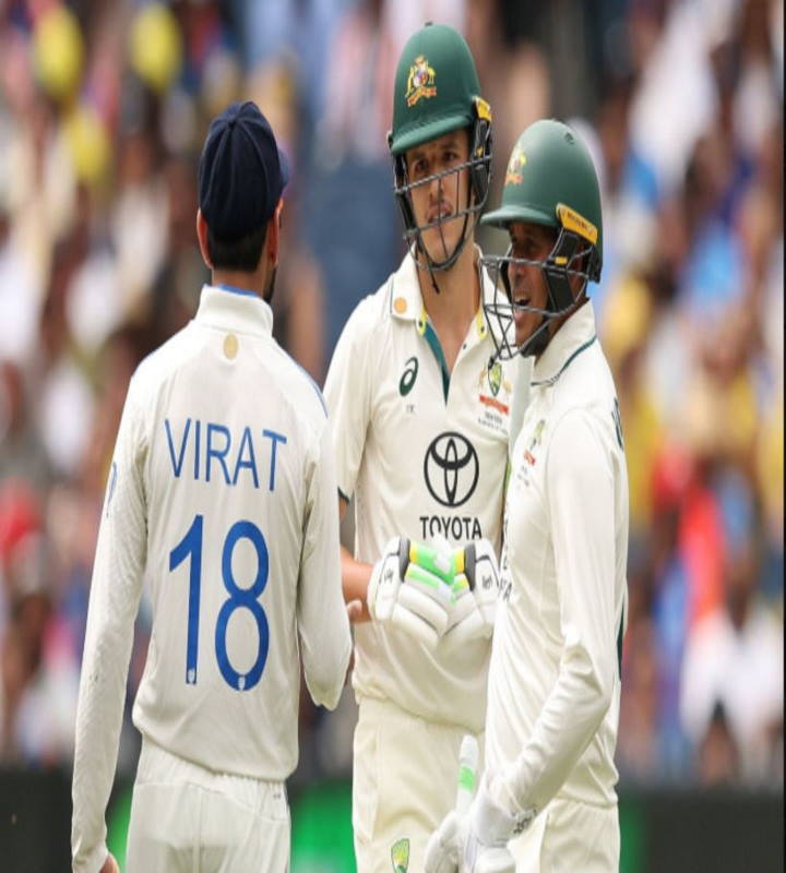 विराट कोहली और सैम कोंस्टास के बीच हुई नोकझोंक (तस्वीर क्रेडिट@Bharat24Liv)