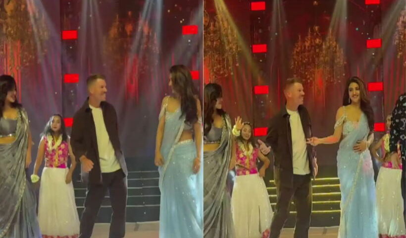 रॉबिनहुड ट्रेलर लॉन्च पर श्रीलीला और नितिन के साथ डेविड वार्नर