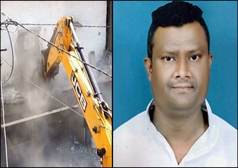 नागपुर हिंसा के मुख्य आरोपी फहीम खान के अवैध निर्माण पर चला बुलडोजर (तस्वीर क्रेडिट@sanatan_sarthi)