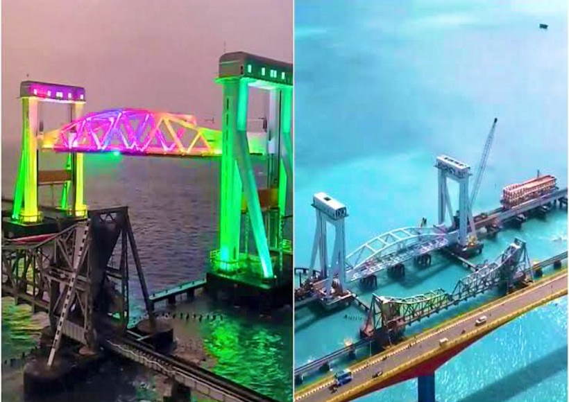 पंबन रेलवे ब्रिज (तस्वीर क्रेडिट@ProfSudhaanshu)