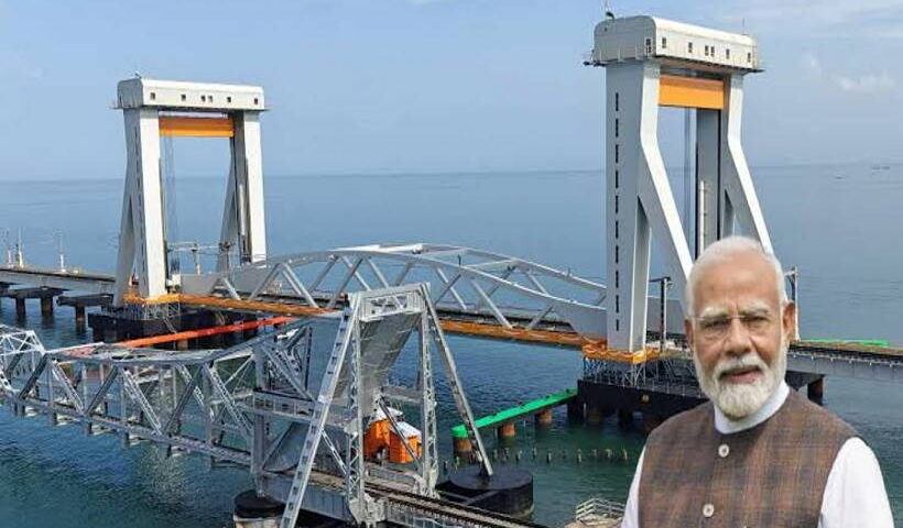 प्रधानमंत्री नरेंद्र मोदी ने किया पंबन ब्रिज का उद्घाटन (तस्वीर क्रेडिट@BJP4SEEMA)