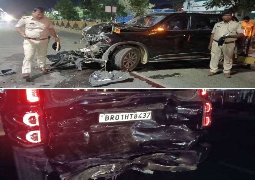 पटना में अटल पथ पर स्कॉर्पियो ने तीन पुलिसकर्मियों को रौंदा (तस्वीर क्रेडिट@NarayanYadav01)