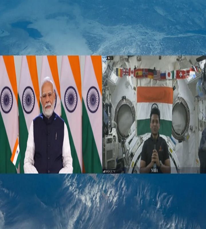 प्रधानमंत्री नरेंद्र मोदी और कैप्टन शुभांशु शुक्ला (तस्वीर क्रेडिट@BJP4India)