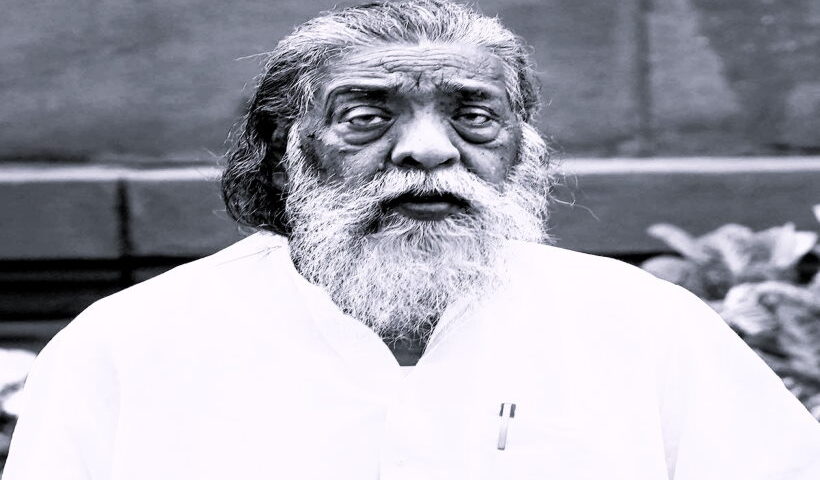 लोकप्रिय आदिवासी नेता और झारखंड के पूर्व मुख्यमंत्री शिबू सोरेन (तस्वीर क्रेडिट@SanjayJhaBihar)