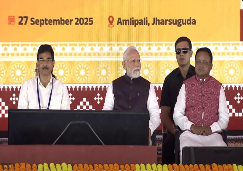 प्रधानमंत्री नरेंद्र मोदी का झारसुगुड़ा दौरा (तस्वीर क्रेडिट@DDNewslive)