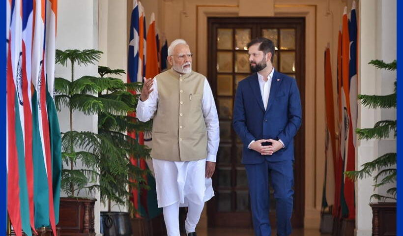 प्रधानमंत्री नरेंद्र मोदी और चिली के राष्ट्रपति गेब्रियल बोरिक फ़ॉन्ट (तस्वीर क्रेडिट@DrSJaishankar)